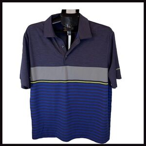 Nike Golf Tour Performance Dri-Fit Blue Gray Tan Striped Sz Men's Large